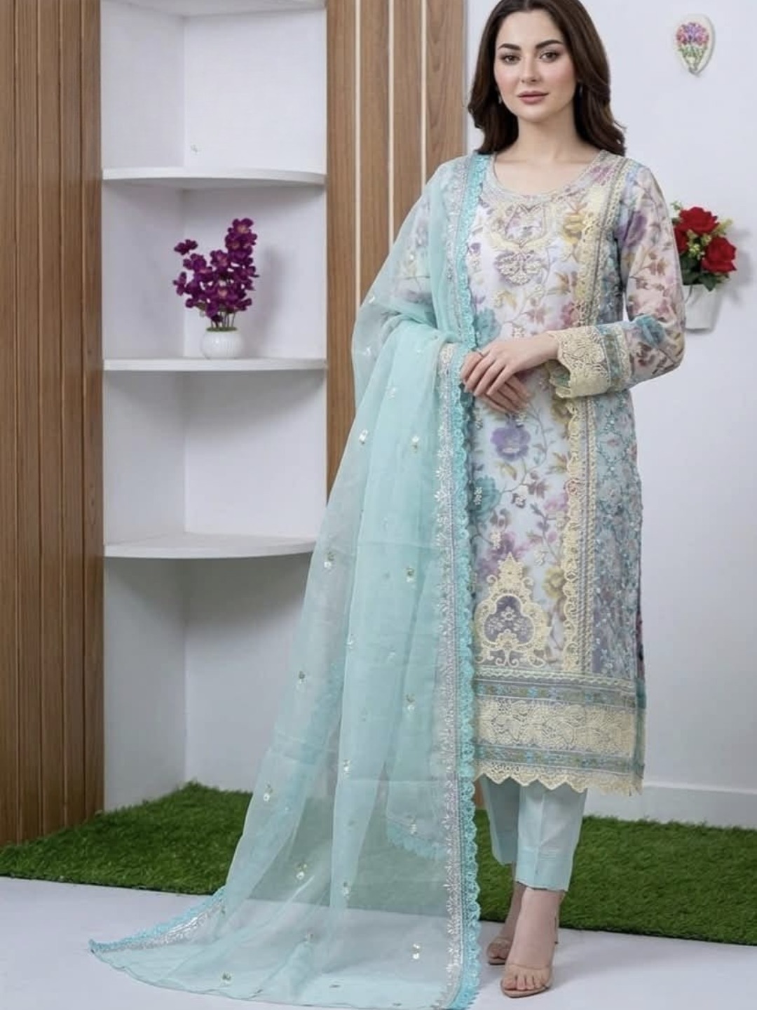 আনরেডি এম্বোডারি পার্টি ড্রেস:1124
