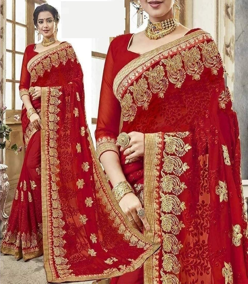 Premium Georgette Embroidery Work Saree:521
