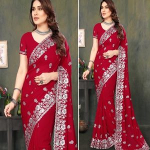 Premium Georgette Embroidery Work Saree:528
